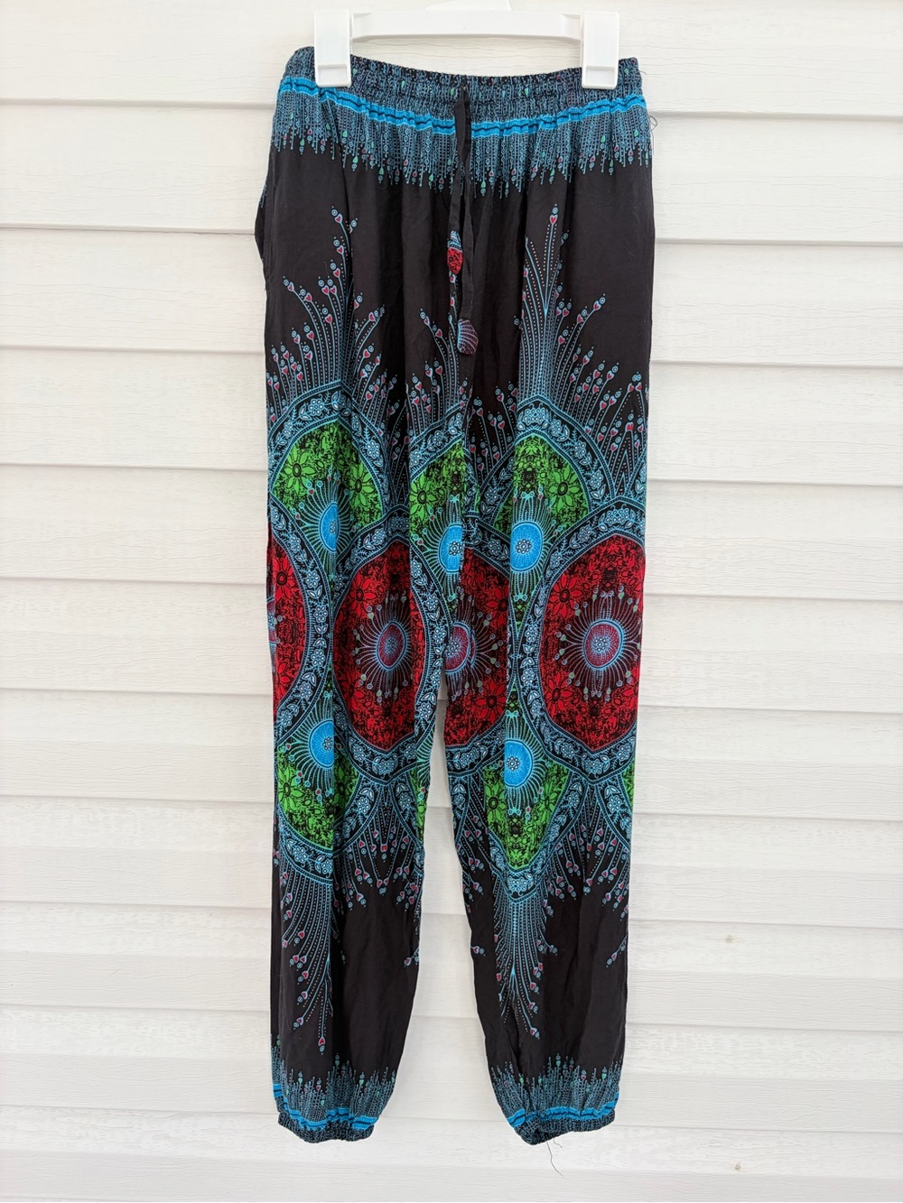Boho Mandala Harem Pants L XL Nepal Cotton Festival Hippie Wide Leg Bohemian